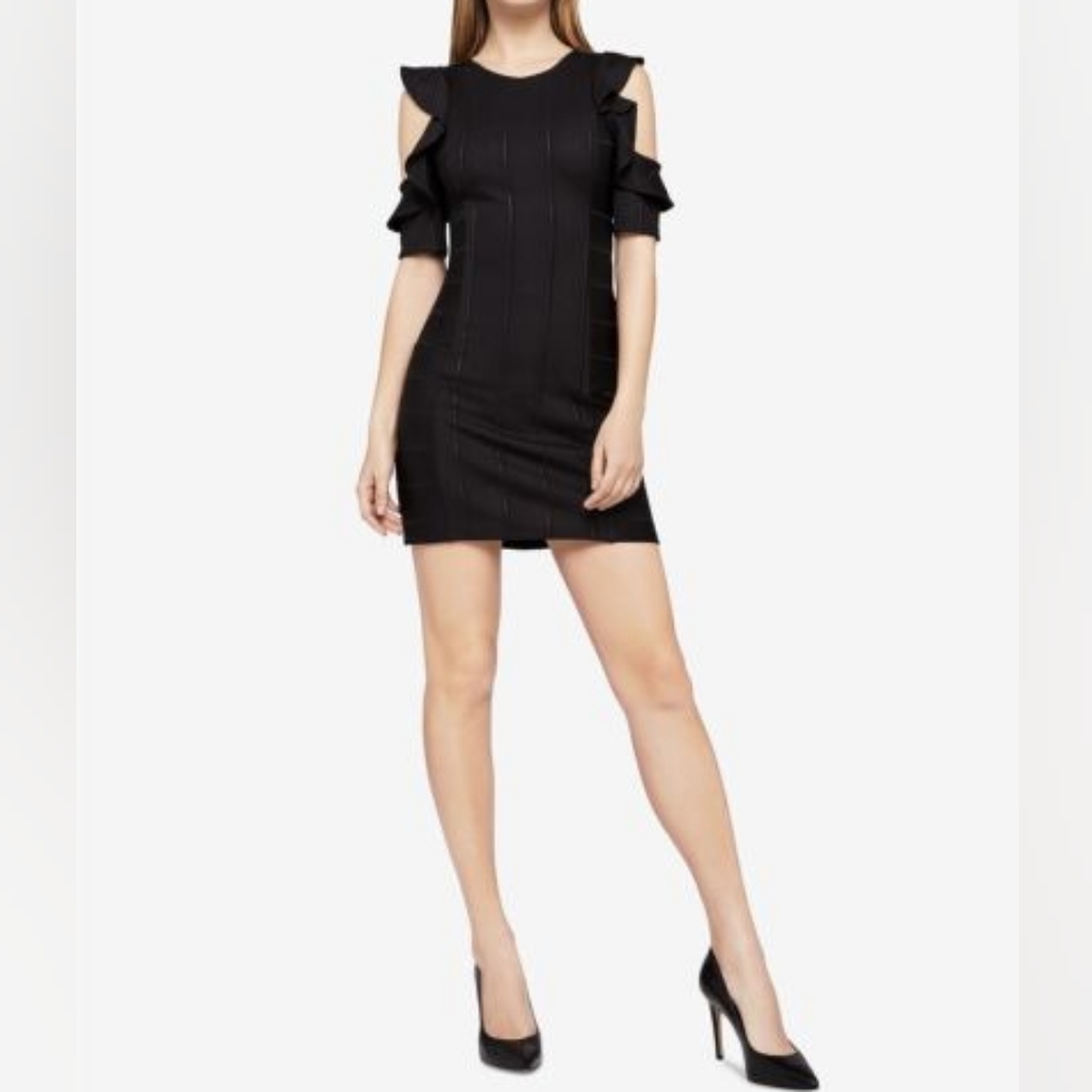 Ruffled Cold-Shoulder Bandage Dress